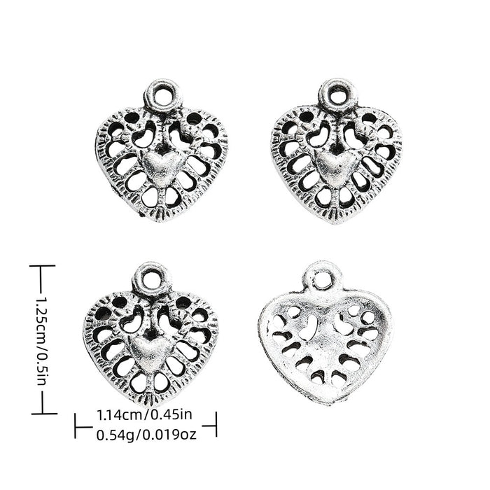 Antique Silver Zinc Alloy Heart Charm Pendant No.955104 for DIY Necklace Bracelet Jewelry Making
