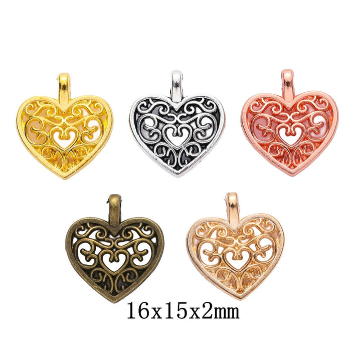 Zinc Alloy Heart Charm Pendant No.603671 for DIY Necklace Bracelet Jewelry Making