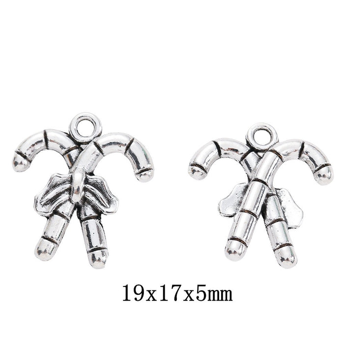 Antique Silver Zinc Alloy Candy Cane Charm Pendant for DIY Necklace Bracelet Jewelry Making