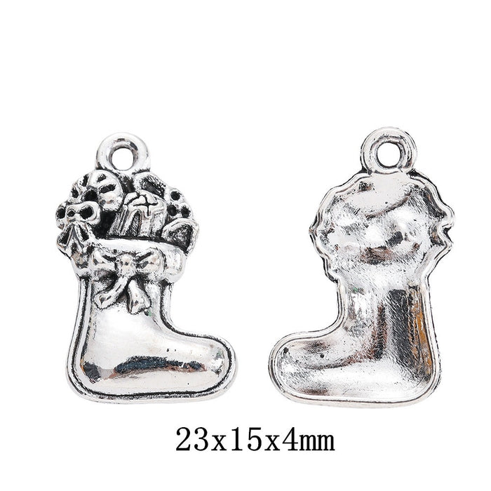 Silver Zinc Alloy Stocking Charm Pendant for DIY Necklace Bracelet Jewelry Making