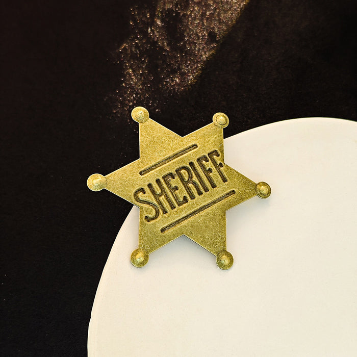 Creative Vintage Police Badge Brooch Six Pointed Star Medal Clothing Accessory Lapel Pin
