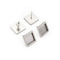 Stainless Steel 10/12mm Square Thickened Stone Setting Ear Stud Bases DIY Earring Findings Earrings view 3