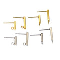 T-Shaped Long Bar Square Wire Ear Stud Posts With Loop For Handmade DIY Earrings, No Backs view 5