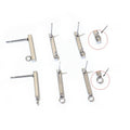 T-Shaped Long Bar Square Wire Ear Stud Posts With Loop For Handmade DIY Earrings, No Backs view 2