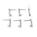T-Shaped Long Bar Square Wire Ear Stud Posts With Loop For Handmade DIY Earrings, No Backs view 3