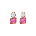 Chic French Resin Square Round Water Ripple Stud Earrings, Sweet Vacation Style Geometric Ear Jewelry view 5