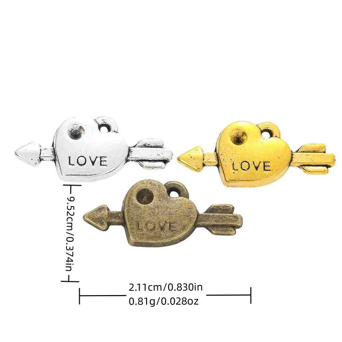 Zinc Alloy Arrow Heart Charm Pendant for DIY Necklace Bracelet Jewelry Making