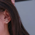 Italian Four Leaf Clover Stud Earrings For Women Vintage Faux Diamond Flower Palace Style Jewelry view 3