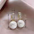 Pink Pearl Hoop Earrings, Light Luxury French Style Niche Design Ear Buckle For Women view 4