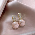 Pink Pearl Hoop Earrings, Light Luxury French Style Niche Design Ear Buckle For Women view 1