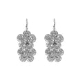 Elegant Hollow Filigree Flower Alloy Drop Earrings, Layered Metal Floral Tassel Dangle Earrings view 5