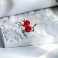 Elegant Red Acacia Bean Pearl Studs With Zircon Rhinestone Accent Luxury New Year Women Earrings view 4
