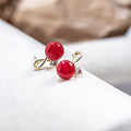 Elegant Red Acacia Bean Pearl Studs With Zircon Rhinestone Accent Luxury New Year Women Earrings view 2