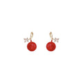 Elegant Red Acacia Bean Pearl Studs With Zircon Rhinestone Accent Luxury New Year Women Earrings view 5