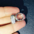 Micro Pave Full Rhinestone Hoop Earrings For Women, Elegant Versatile Fashion Circle Ear Jewelry view 3