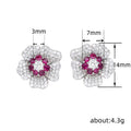 Niche French Flower Stud Earrings With Rhinestones, Elegant Fashion Trend Earrings For Women view 4