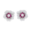 Niche French Flower Stud Earrings With Rhinestones, Elegant Fashion Trend Earrings For Women view 5