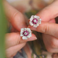 Niche French Flower Stud Earrings With Rhinestones, Elegant Fashion Trend Earrings For Women view 3