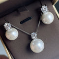 Korean Japanese Simple Faux Pearl Jewelry Set, Bridal Bridesmaid Earrings And Necklace Set view 2