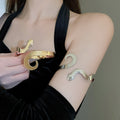 Minimalist Light Luxury Alloy Double Headed Snake Wrap Bangle For Women view 3