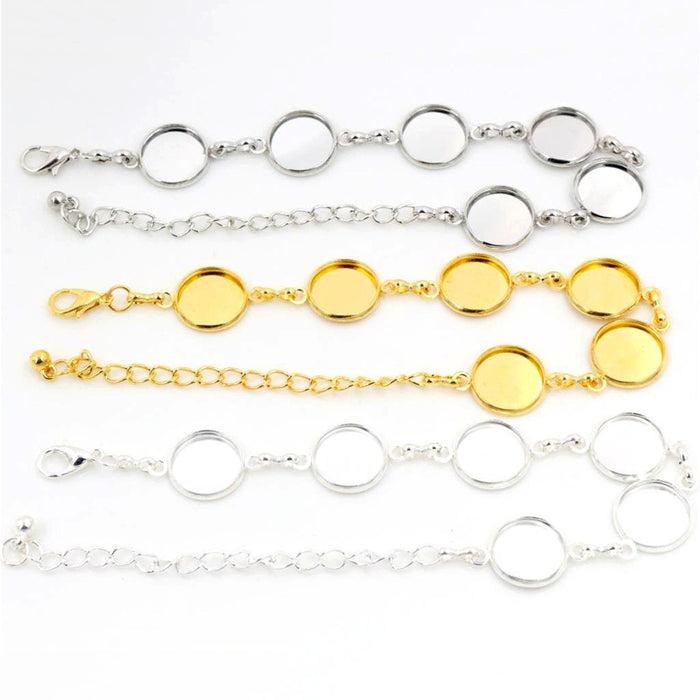 12mm Stainless Steel Five-Tray Bracelet Cabochon Base Settings For DIY Jewelry Accessories
