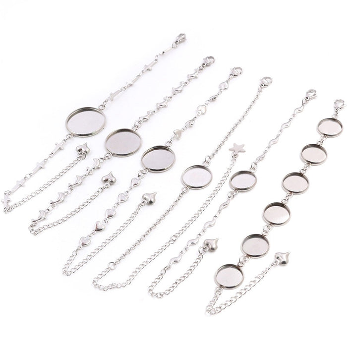 Time Gem 12-20mm Inner Size Stainless Steel Bracelet Tray Bases For DIY Jewelry