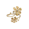 Light Luxury Alloy Open Cuff Bangle With Layered Flower And Leaf Design view 5