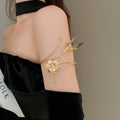 Premium Alloy Butterfly Flower Bangle Minimalist Statement Arm Cuff For Women view 4