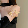 Premium Alloy Butterfly Flower Bangle Minimalist Statement Arm Cuff For Women view 1