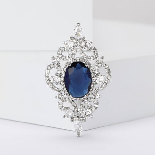 Alloy Hollow Zircon Court Style Brooch Pin For Women's Apparel