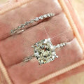 European American Square Couple Rings, Niche Light Luxury Fashion Matching Band Set view 1