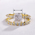 European American Square Couple Rings, Niche Light Luxury Fashion Matching Band Set view 4