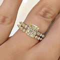 European American Square Couple Rings, Niche Light Luxury Fashion Matching Band Set view 2