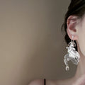 New Chinese Style Copper Koi Goldfish Stud Earrings With Silver Pins, Trendy Animal Jewelry view 2
