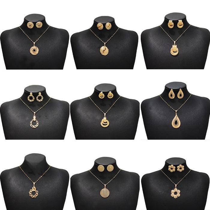 European American Vintage Geometric Round Stainless Steel Earrings 2 Piece Set For Women