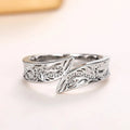 European American Metallic Feather Ring Hip Hop Trendy Vintage Adjustable Unisex Finger Jewelry view 5
