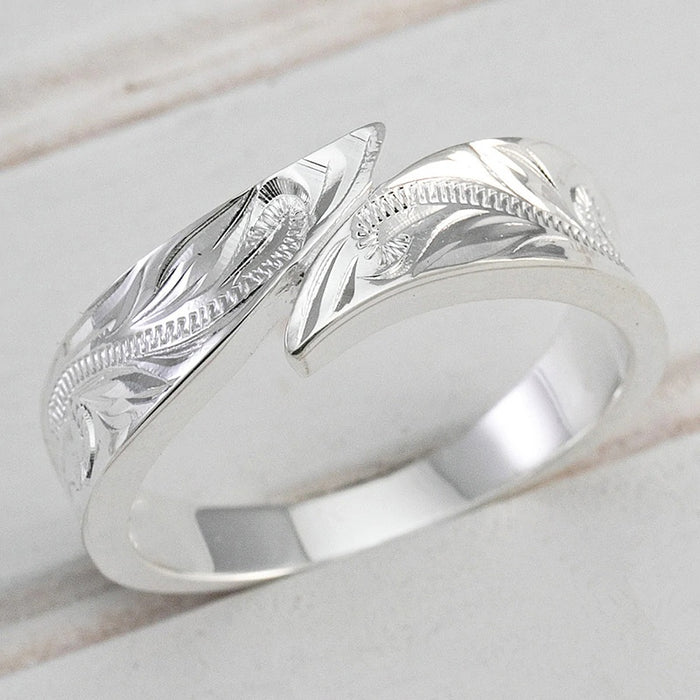 European American Metallic Feather Ring Hip Hop Trendy Vintage Adjustable Unisex Finger Jewelry