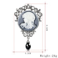 Blue Silver Tone Woman Portrait Crystal Metal Brooch Pin 2 x 5 cm view 3