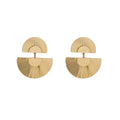 Vintage Gold Alloy Geometric Leaf Hollow Fan Round Heavy Metal Statement Dangle Drop Earrings view 5