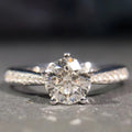 Five Prong Micro Pave Simulated Diamond Ring, Simple Couple Wedding Proposal Ceremony Ring view 1