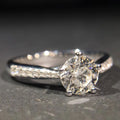 Five Prong Micro Pave Simulated Diamond Ring, Simple Couple Wedding Proposal Ceremony Ring view 5