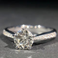 Five Prong Micro Pave Simulated Diamond Ring, Simple Couple Wedding Proposal Ceremony Ring view 2