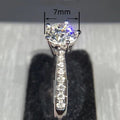 Five Prong Micro Pave Simulated Diamond Ring, Simple Couple Wedding Proposal Ceremony Ring view 4