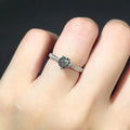 Five Prong Micro Pave Simulated Diamond Ring, Simple Couple Wedding Proposal Ceremony Ring view 3