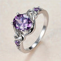 Purple Oval Zircon Princess Ring For Women European Style Wrapped Statement Jewelry view 2