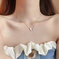 Real Gold Plated Zircon Butterfly Pendant Sweet Princess Style Collarbone Necklace view 3