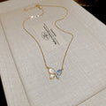Real Gold Plated Zircon Butterfly Pendant Sweet Princess Style Collarbone Necklace view 2