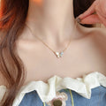 Real Gold Plated Zircon Butterfly Pendant Sweet Princess Style Collarbone Necklace view 1