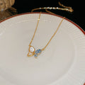 Real Gold Plated Zircon Butterfly Pendant Sweet Princess Style Collarbone Necklace view 4