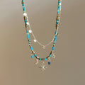 Vintage French Star Moon Faux Crystal Sequin Necklace For Women Light Luxury Collarbone Jewelry view 3